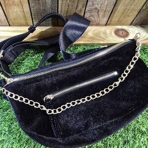 Black Velvet Crossbody Bag